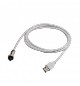 GX12-5P 5PIN female Aviation plug to USB  white braid Cable PVC wire add PP sheath and PET sleeving